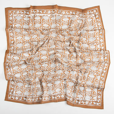 Brown Hand Block Print Cotton Women Scarf