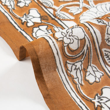 Brown Hand Block Print Cotton Women Scarf