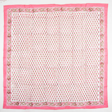 Pink Floral Hand Block Print Cotton Women Scarf