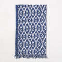 Ikat Indigo Blue Block Print Cotton Beachwear Sarong Wrap