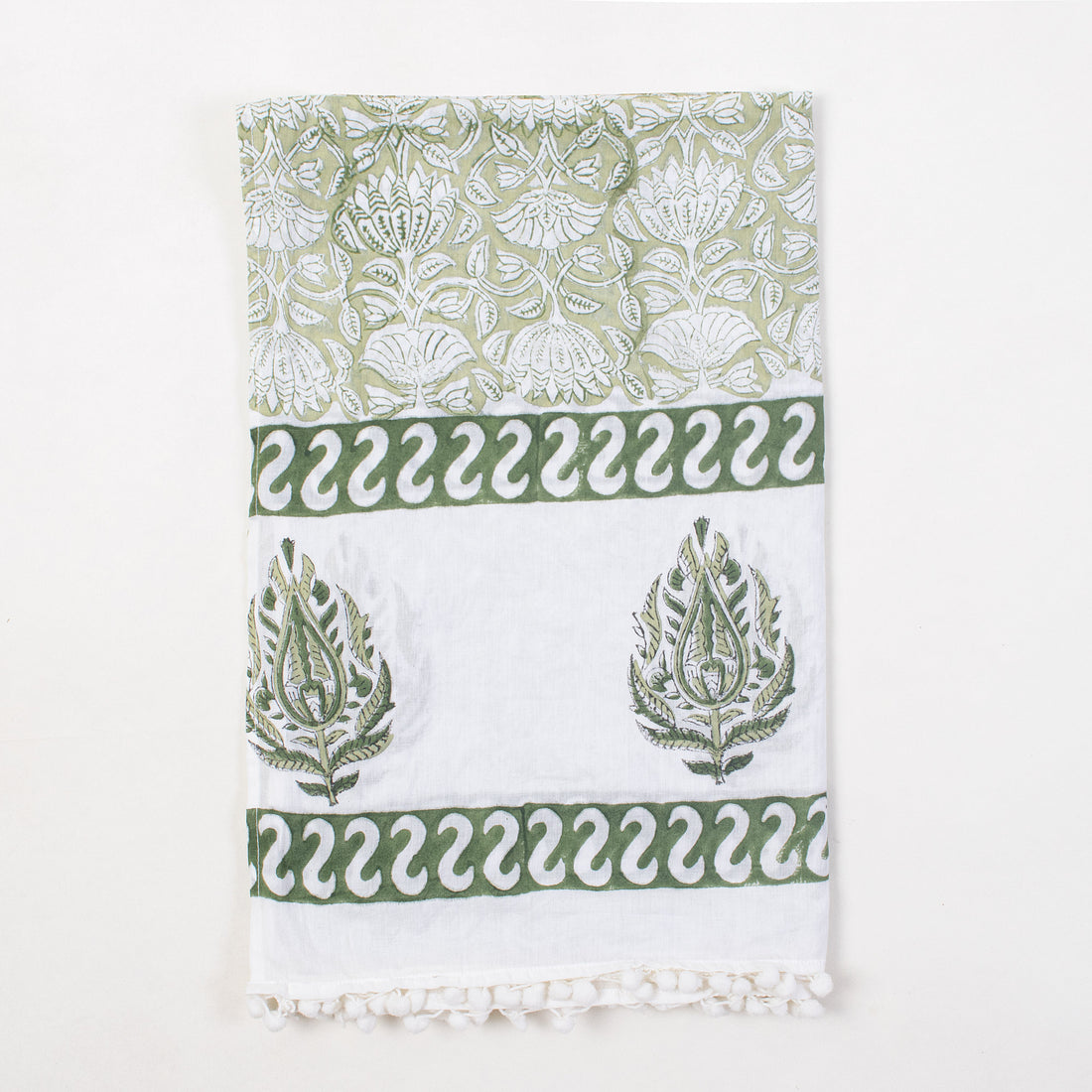Beautiful Green Floral Printed Cotton Swimwear Sarong Wrap