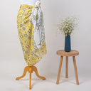 Yellow Floral Printed Cotton Beachwear Cover Ups Sarong