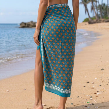 Floral Hand Block Print Cotton Beach Sarong Wrap