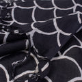 Black Block Print Cotton Beach Sarong For Women