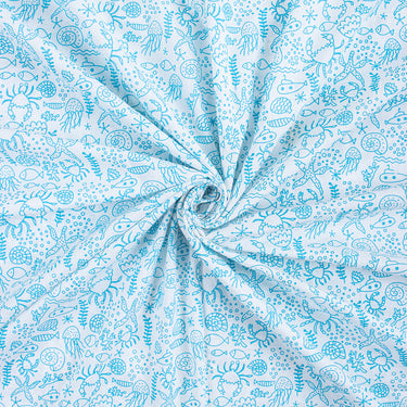 Sea Creature Cotton Hand Block Print Fabric