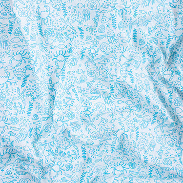 Sea Creature Cotton Hand Block Print Fabric