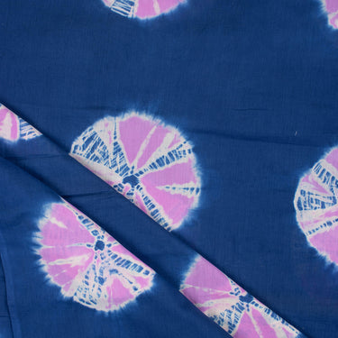 Shibori Tie And Dye Blue Polkas Dots Cotton Fabric