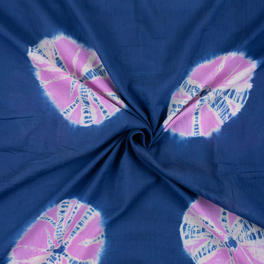 Shibori Tie And Dye Blue Polkas Dots Cotton Fabric
