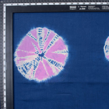 Shibori Tie And Dye Blue Polkas Dots Cotton Fabric