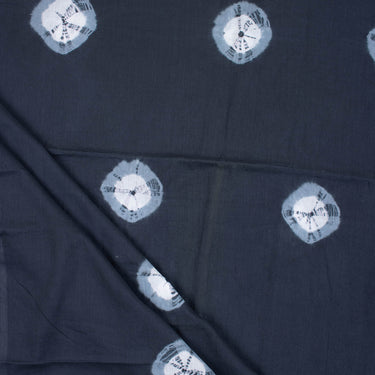 Shibori Tie And Dye Pure Cotton Black Polkas Dots Fabric