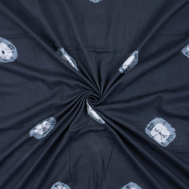 Shibori Tie And Dye Pure Cotton Black Polkas Dots Fabric