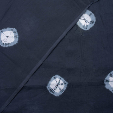 Shibori Tie And Dye Pure Cotton Black Polkas Dots Fabric