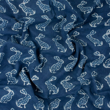 Shoft Cotton Indigo Blue Hand Block Printed Fabric