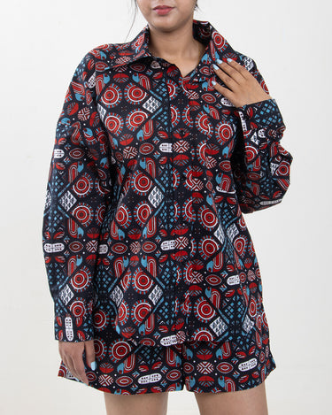 Short Shirt and Shirt Pyjama Cord Set For Women