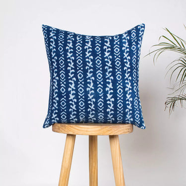 Silk Cushion Covers Hand Block Indigo Abstract Printed Cotton