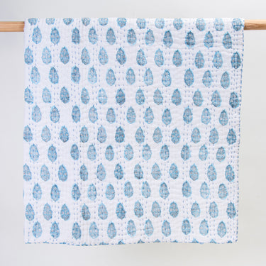 Sky Blue Boota Floral Print Cotton Newborn Baby Blanket