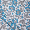 Soft Blue Floral Jaipur Hand Block Printed Cotton Fabric