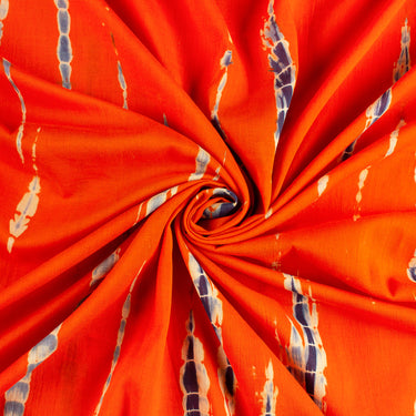 Soft Cotton Tie And Dye Shibori Orange Fabric