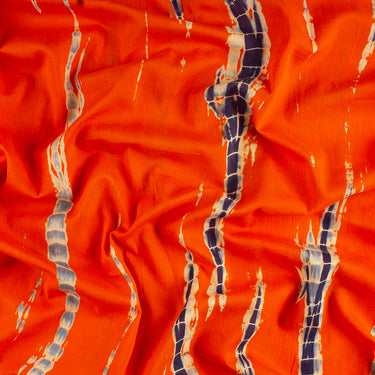 Soft Cotton Tie And Dye Shibori Orange Fabric