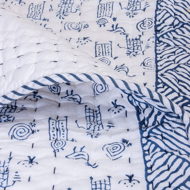 Soft Hand Block Print Baby Cotton Reversible Baby Blankets