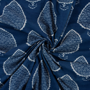Soft Indigo Cotton Blue Hand Block Print Fabric