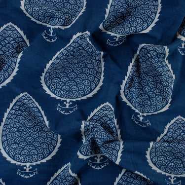 Soft Indigo Cotton Blue Hand Block Print Fabric