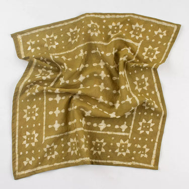 Soft Yellow Hand Block Print Cotton Bandana for Men
