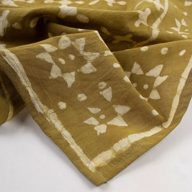 Soft Yellow Hand Block Print Cotton Bandana for Men