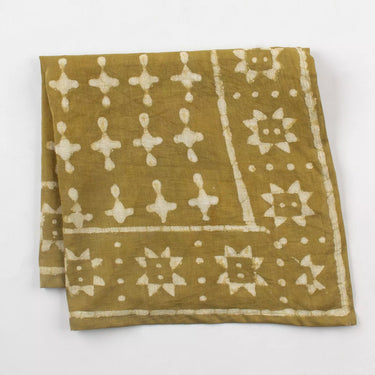 Soft Yellow Hand Block Print Cotton Bandana for Men