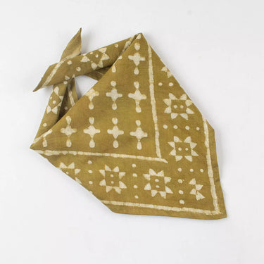Soft Yellow Hand Block Print Cotton Bandana for Men