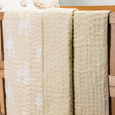 Softest Cactus Cotton Kantha Baby Quilt