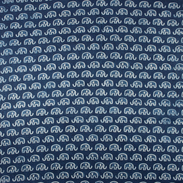 Softest Elephants Indigo Hand Block Print Fabric