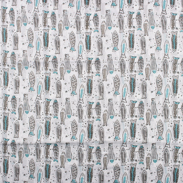 Softest Fish Cotton Hand Block Printed Fabric