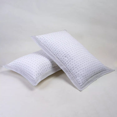 Softest Grey Stripe Border Kantha Quilted Cotton Pillow Cover