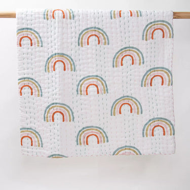 Softest Rainbow Hand Block Printed Cotton Baby Quilts