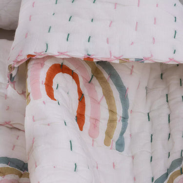 Softest Rainbow Hand Block Printed Cotton Baby Quilts