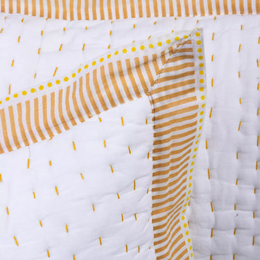 Softests Brown Stripe Quilted Kantha Cotton Pillow Cover