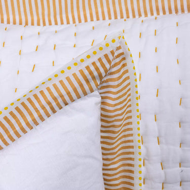 Softests Brown Stripe Quilted Kantha Cotton Pillow Cover