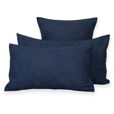 Solid Blue Kantha Pillow Cover