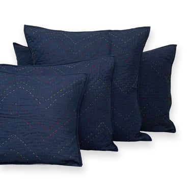 Solid Blue Kantha Pillow Cover