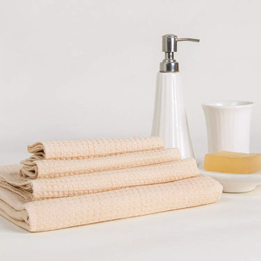 Solid Cream Cotton Waffle Bath, Hand, Face & Wash
