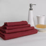 Solid Maroon Cotton Waffle Towel Set 