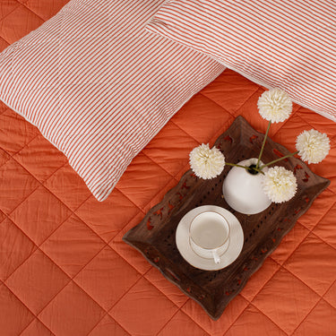 Solid Orange Cotton Reversible Machine Quilt