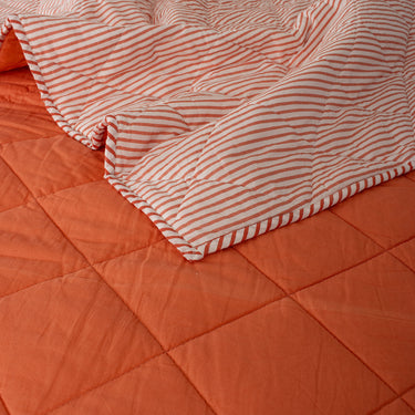 Solid Orange Cotton Reversible Machine Quilt