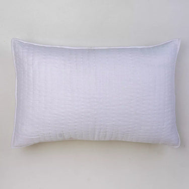 Solid White Organic Cotton Quilted Kantha Soft Pillow Cover