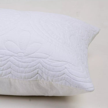 Solid White Quilted Cotton Machine Pillow Cover