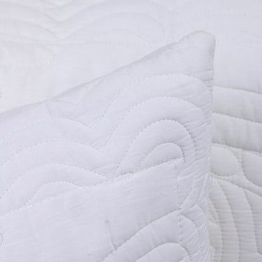 Solid White Quilted Cotton Machine Pillow Cover
