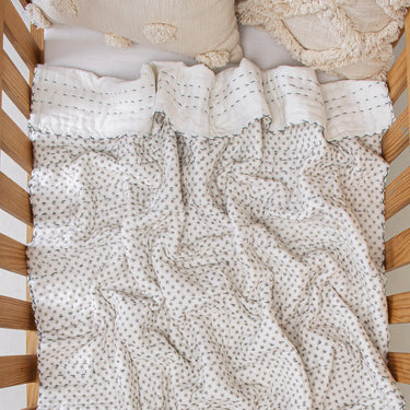Star Print Cotton Reversible Kantha Baby Quilt