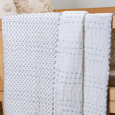Star Print Cotton Reversible Kantha Baby Quilt