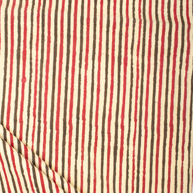 Stripe Bagru Block Printed Cotton Fabric for Kurti